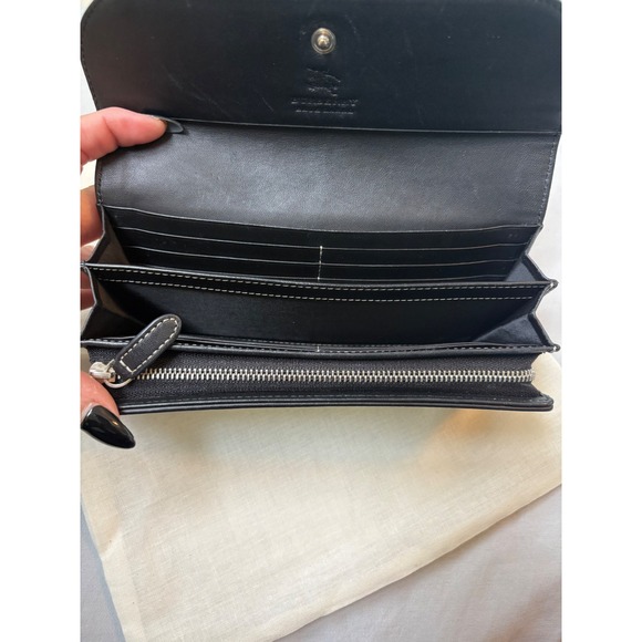 Burberry Blue Label Nova Check Black Leather Flap Long Wallet Excellent - Picture 8 of 15